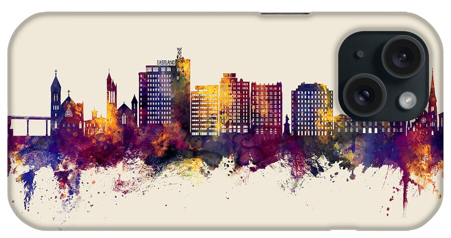 Portland iPhone Case featuring the digital art Portland Maine Skyline #54 by Michael Tompsett