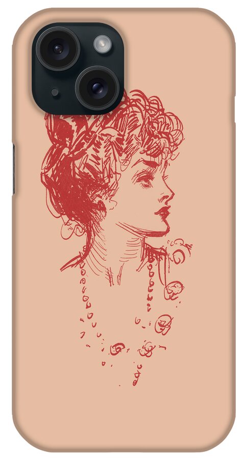 Lady iPhone Case featuring the digital art Portrait of a 19th century girl by Madame Memento