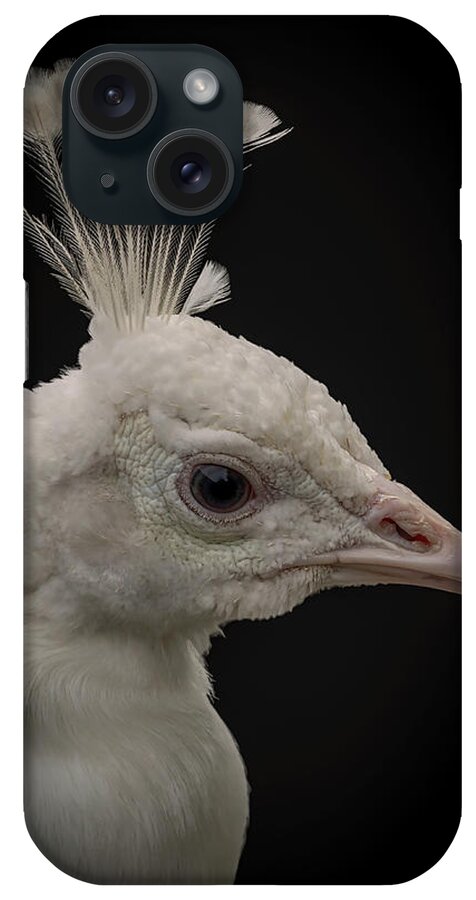 Portrait iPhone Case featuring the digital art Portrait white peacock by Marjolein Van Middelkoop