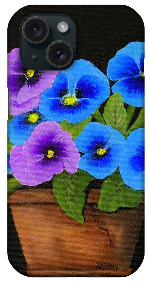 Pansies iPhone Case featuring the painting Potted Pansies by Shirley Dutchkowski