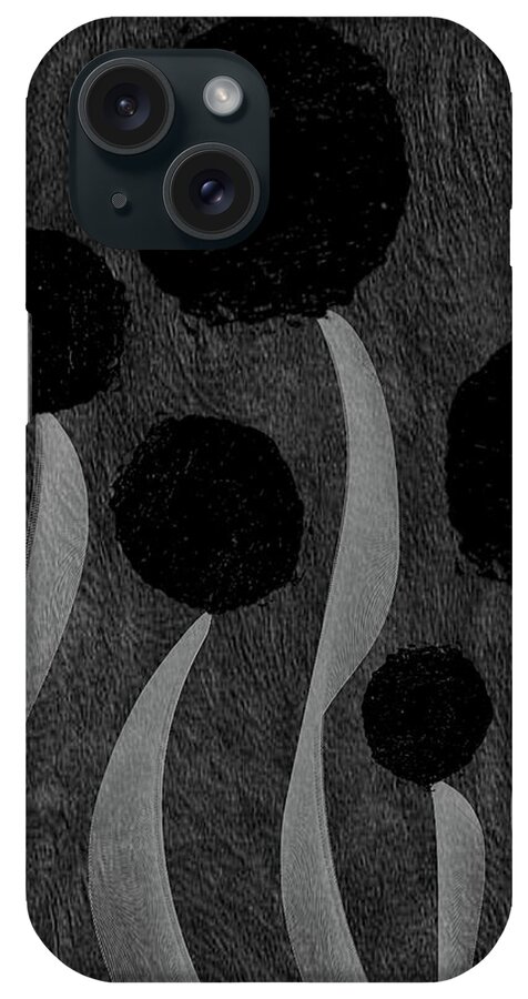Charcoal Gray iPhone Case featuring the painting Power of Black No. 19- Monochrome Neutral Art by Lourry Legarde