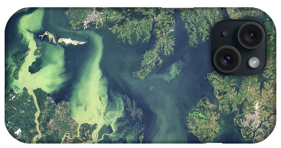 Satellite Image iPhone Case featuring the digital art Poyang Lake, China by Christian Pauschert