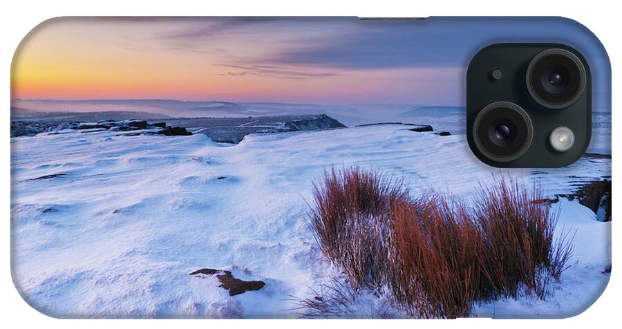 Derbyshire Peak District iPhone Case featuring the photograph Pre-dawn, Snow on Froggatt edge, Derbyshire Peak District, England by Neale And Judith Clark