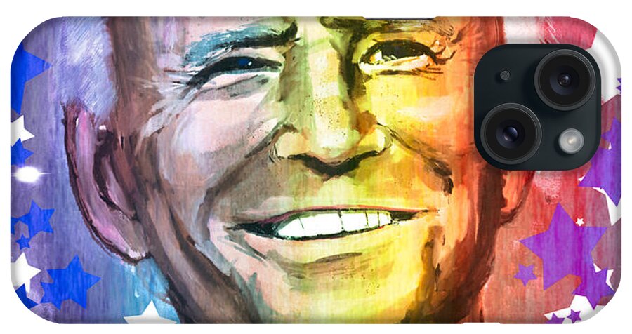 Biden iPhone Case featuring the mixed media President Biden - Rainbow by Eileen Backman