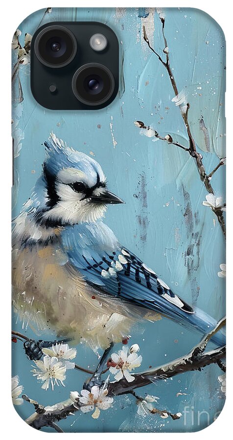 Blue Jay iPhone Case featuring the painting Pretty Blue Jay by Tina LeCour