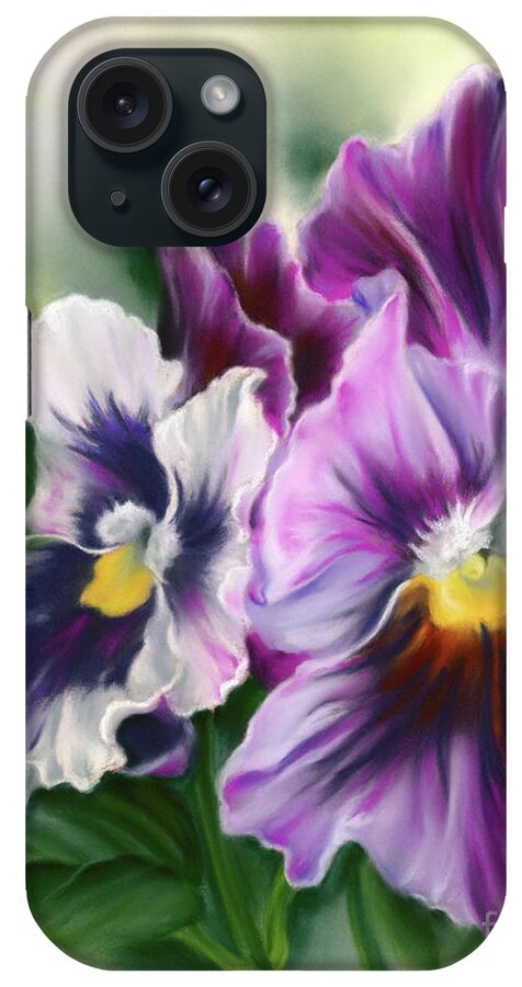 Botanical iPhone Case featuring the painting Pretty Pansy Flowers and Leaves by MM Anderson