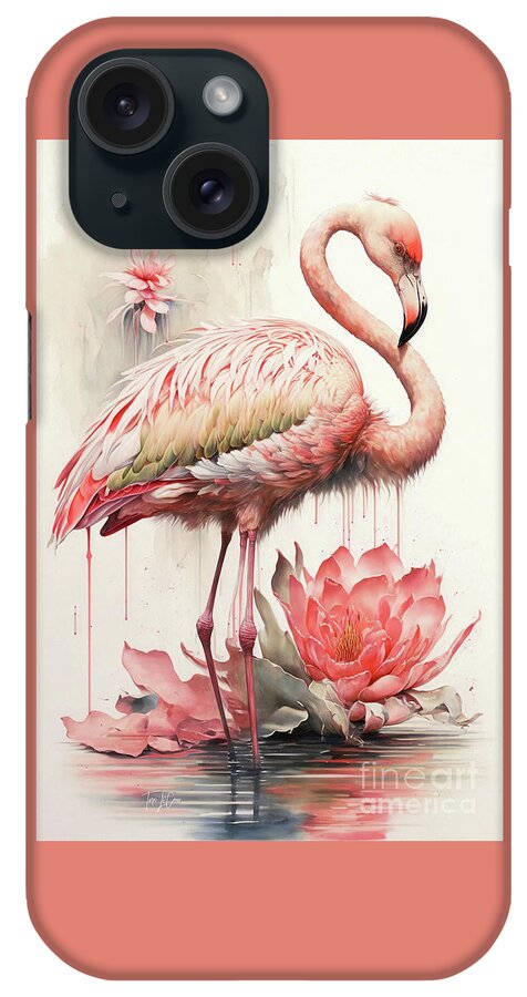 Pink Flamingo iPhone Case featuring the painting Pretty Pink Flamingo by Tina LeCour