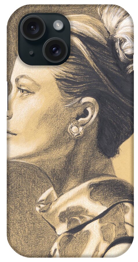 Actress iPhone Case featuring the drawing Princess Grace by Rob De Vries