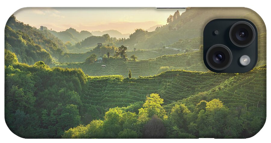 Prosecco iPhone Case featuring the photograph Prosecco Hills hogback, vineyards at sunset. Unesco Site. Italy by Stefano Orazzini
