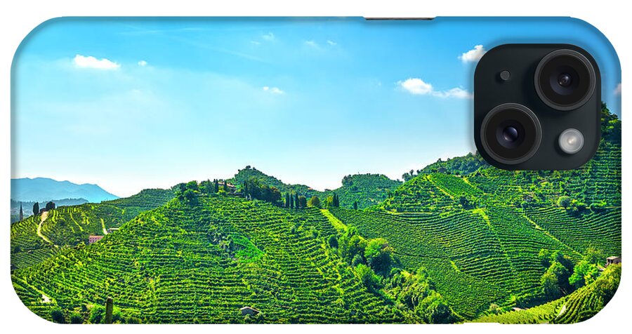 Prosecco iPhone Case featuring the photograph Prosecco Hills, vineyards daytime view. Unesco Site. Italy by Stefano Orazzini