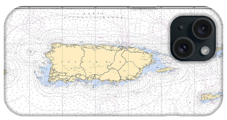 Puerto Rico And Virgin Islands iPhone Case featuring the digital art Puerto Rico and Virgin Islands, NOAA Chart 25640 by Nautical Chartworks