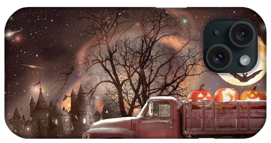 Truck iPhone Case featuring the photograph Pumpkins under the Halloween Country Moon by Debra and Dave Vanderlaan