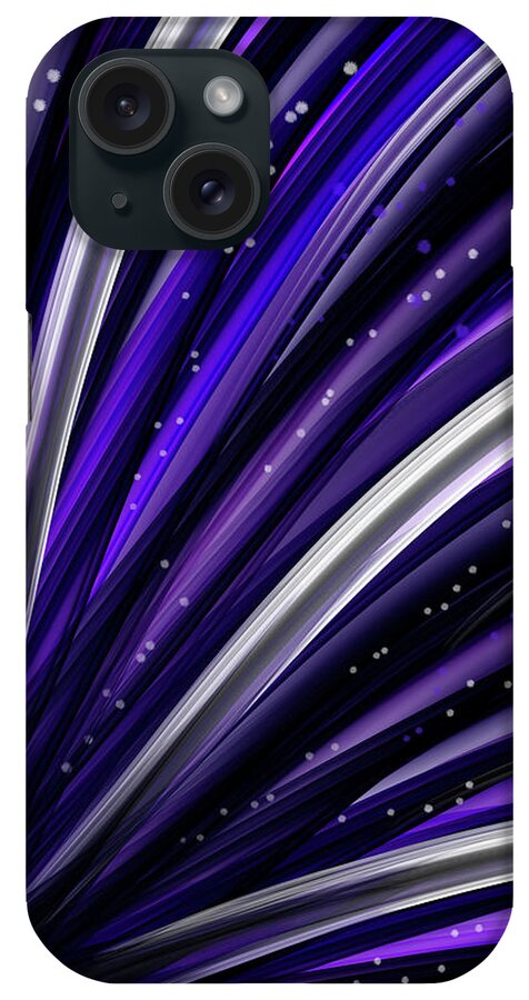 Purple Abstract iPhone Case featuring the digital art Purple and White Lines Abstract by LJ Knight