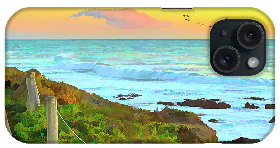 Sunset iPhone Case featuring the digital art Purple Cloud Sunset Moonstone Beach Watercolor by Floyd Snyder
