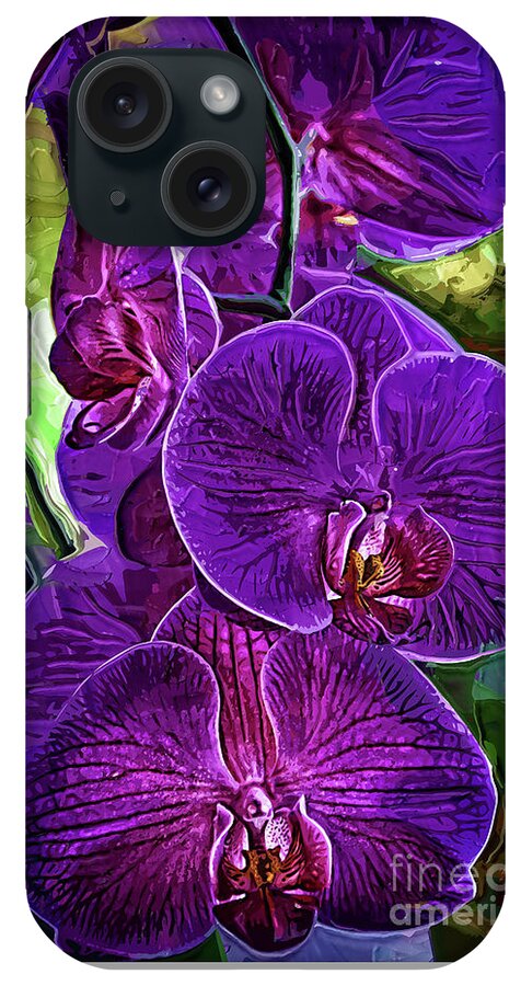 Orchids iPhone Case featuring the digital art Purple Impasto Orchids by Kirt Tisdale