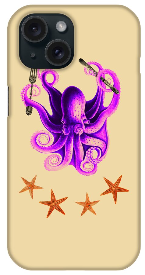 Octopus iPhone Case featuring the digital art Purple Kitchen Octopus by Madame Memento