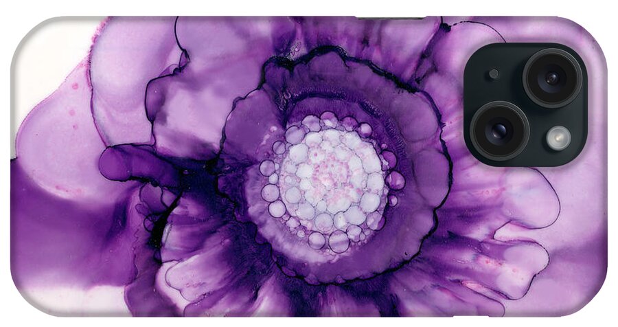 Purple Passion Flower iPhone Case featuring the painting Purple Passion Flower by Daniela Easter
