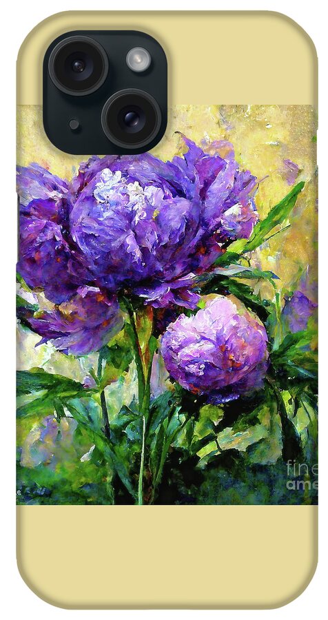 Peony Flowers iPhone Case featuring the painting Purple Passion Peonies by Tina LeCour
