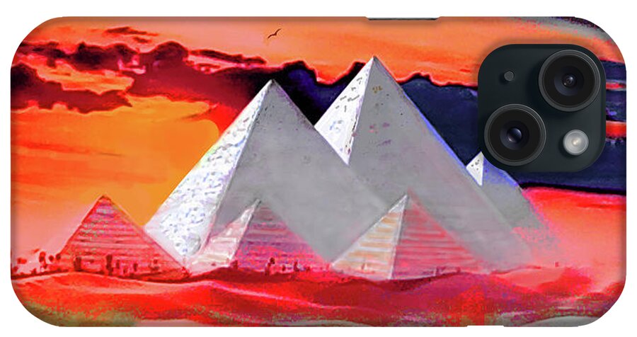 Egypt iPhone Case featuring the painting Pyramids by CHAZ Daugherty