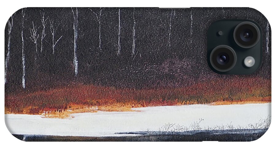 Quabbin Reservoir iPhone Case featuring the painting Quabbin Quiet Late Winter by Paul Gaj