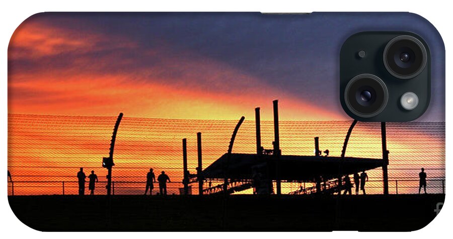 Race iPhone Case featuring the photograph Race Fans silhouetted against Sunset by Pete Klinger