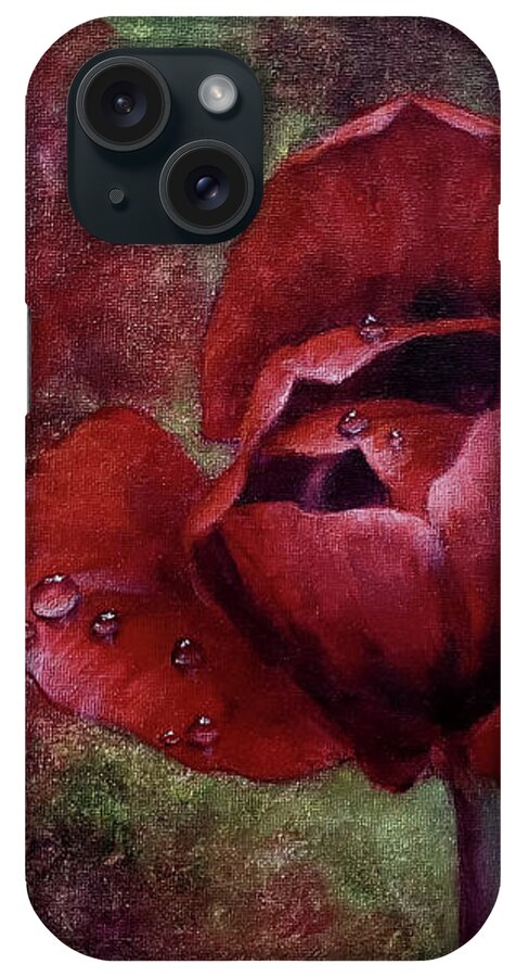 ​bloom iPhone Case featuring the painting Rain Kissed Tulip by Zan Savage