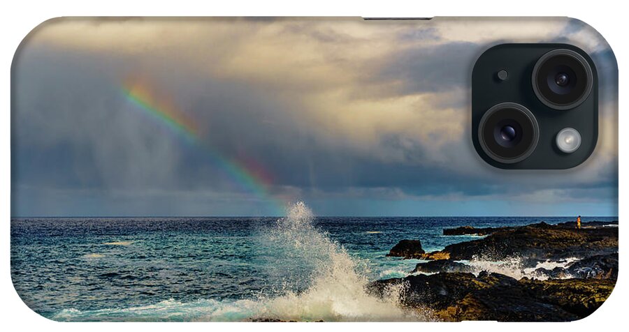 Hawaii iPhone Case featuring the photograph Rainbow and Splash by John Bauer