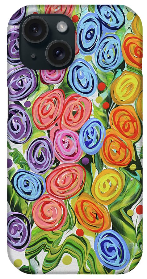 Rainbow Colored Gladiolus iPhone Case featuring the painting Rainbow Glads by Jane Crabtree