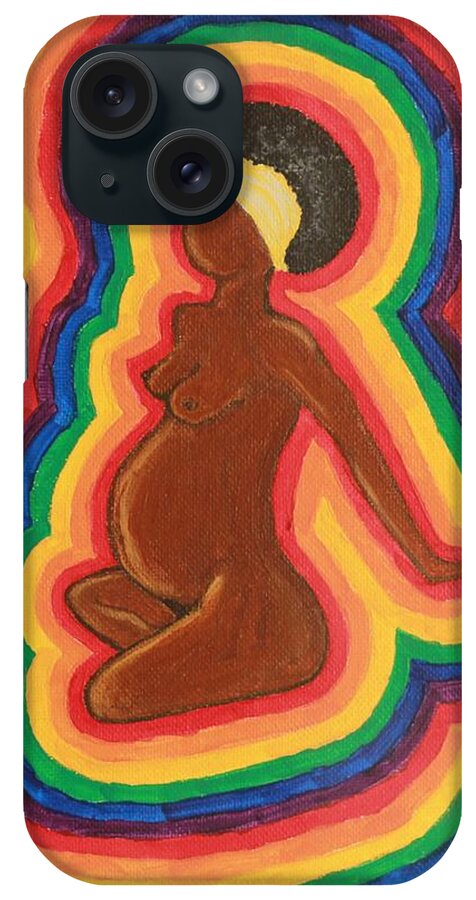 Pregnant iPhone Case featuring the painting Rainbow Groove by TAZEM Art