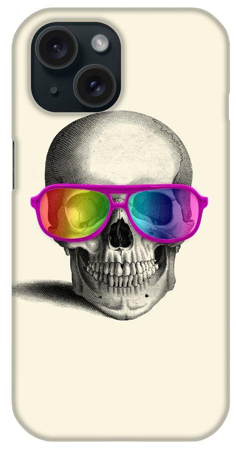 Skull iPhone Case featuring the digital art Rainbow Skull by Madame Memento