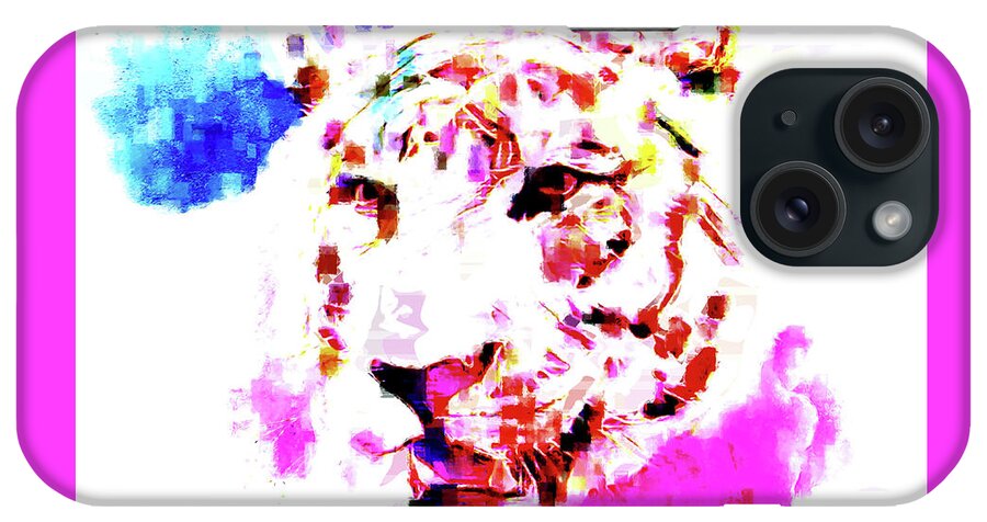 Tiger iPhone Case featuring the digital art Rainbow tiger by Chris Bee