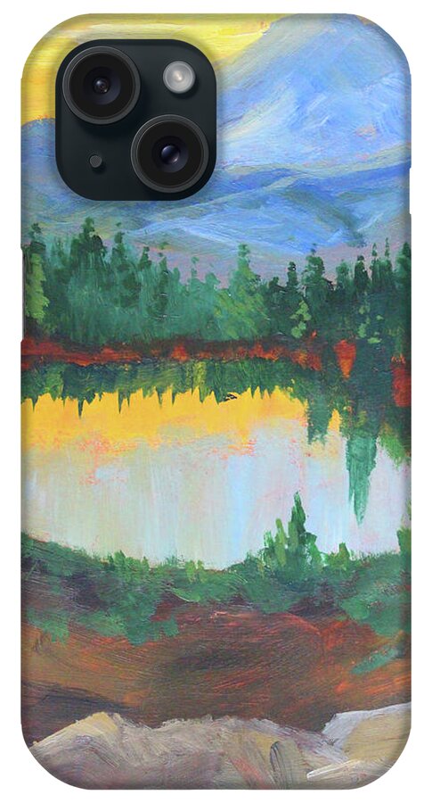 Mount Rainier iPhone Case featuring the painting Rainier Sundown by Nancy Merkle