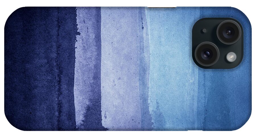 Sea iPhone Case featuring the painting Rainy Day - Blue Modern Abstract Landscape painting by Modern Abstract