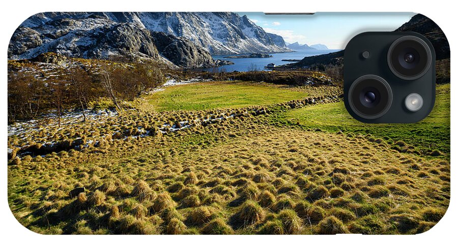 Field iPhone Case featuring the photograph Raking the Grass in Lofoten by James Covello