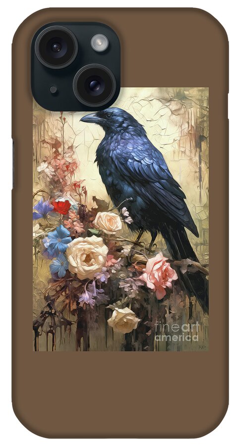 Raven iPhone Case featuring the painting Raven And Roses by Tina LeCour