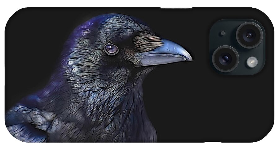 Raven iPhone Case featuring the digital art Raven Face Mask by Theresa Tahara