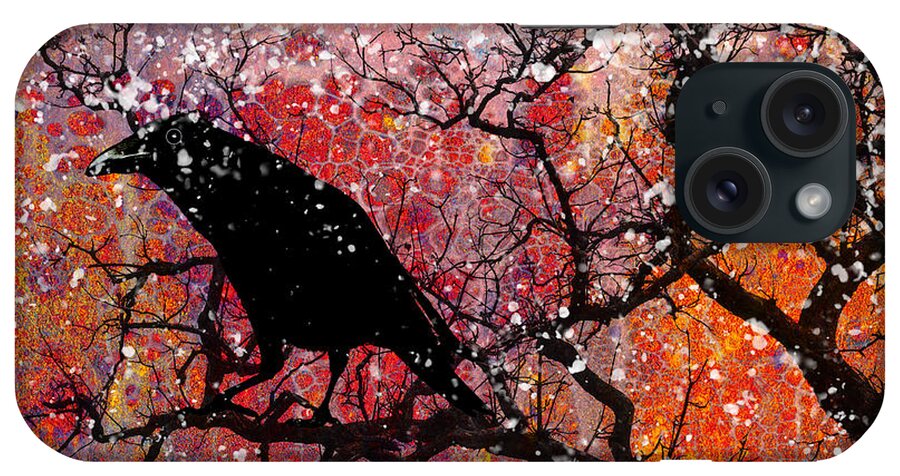 Raven iPhone Case featuring the digital art Raven in The Snow by Sandra Selle Rodriguez