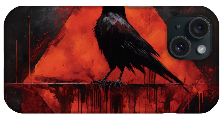 Edgar Allan Poe iPhone Case featuring the painting Raven's Rebirth by Lourry Legarde