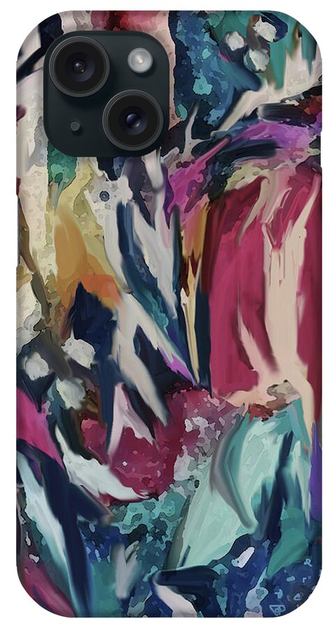 Colorful Digital Art iPhone Case featuring the digital art Razamataz by Jean Batzell Fitzgerald