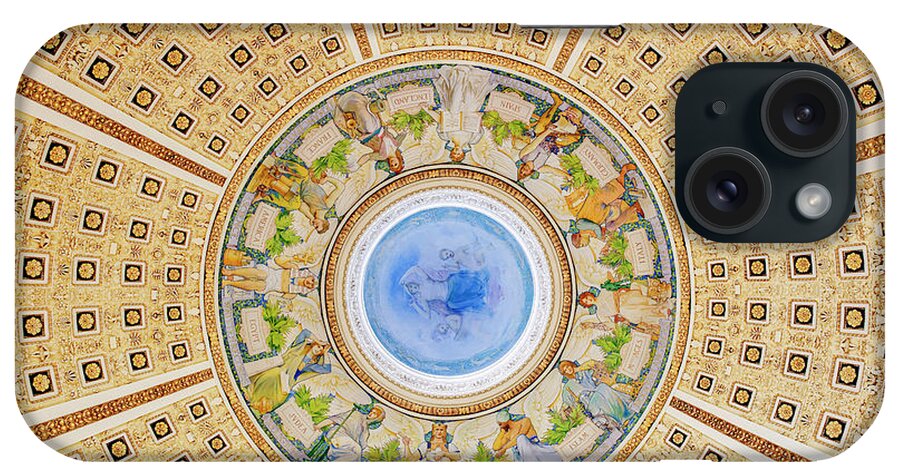 Library iPhone Case featuring the photograph Reading Room Ceiling by Mango Art