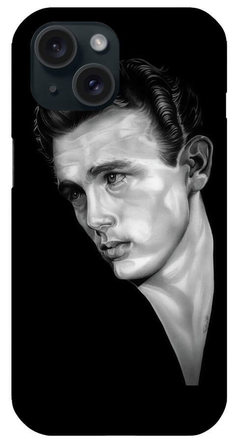 Rebel iPhone Case featuring the drawing Rebel - BW - James Dean by Fred Larucci