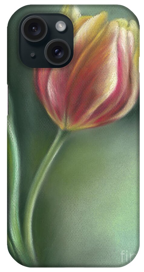 Botanical iPhone Case featuring the painting Red and Yellow Tulip with Leaf by MM Anderson