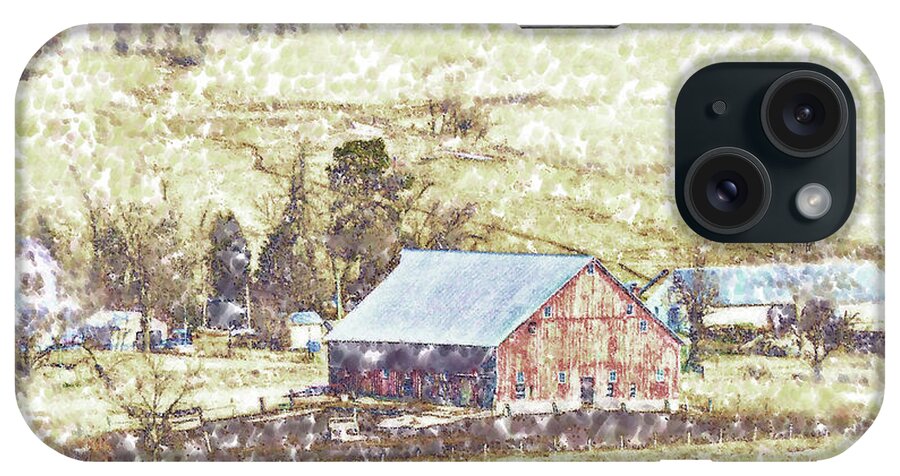 Farm iPhone Case featuring the digital art Red Barn In The Valley by Kirt Tisdale