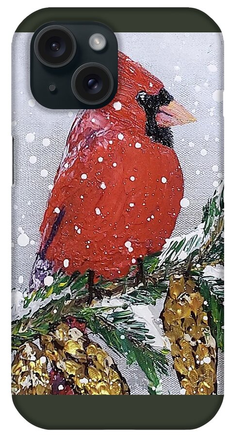 Cardinal iPhone Case featuring the painting Red Bird Messenger by Ann Frederick