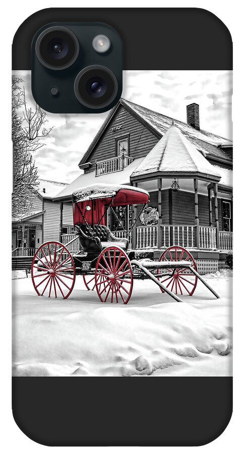 Horse Drawn Carriage iPhone Case featuring the photograph Red Buggy At Olmsted Falls - 2 by Mark Madere