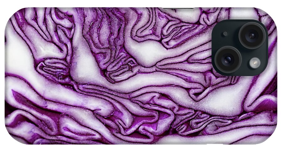 Red Cabbage Abstract Macro iPhone Case featuring the photograph Red Cabbage Abstract Macro by Kaye Menner by Kaye Menner