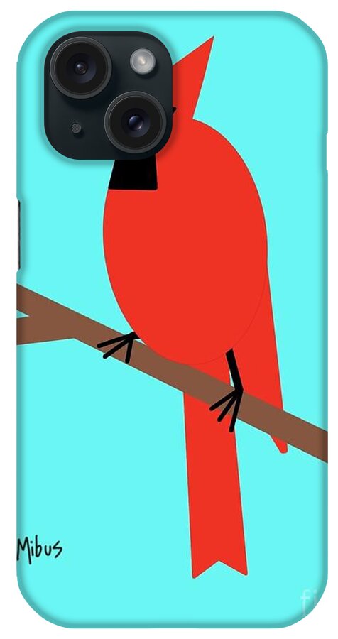 Red Bird iPhone Case featuring the digital art Red Cardinal Bird by Donna Mibus