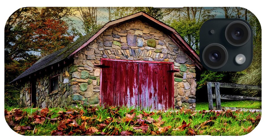 Barns iPhone Case featuring the photograph Red Door Barn Farm Creeper Trail in Autumn Fall Colors Damascus by Debra and Dave Vanderlaan