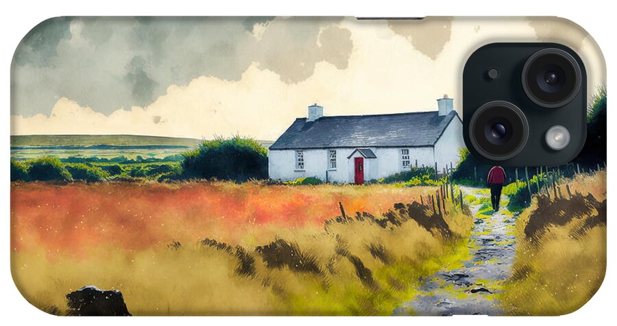 Achill Island iPhone Case featuring the painting Red Door Cottage, Achill by Conor McGuire