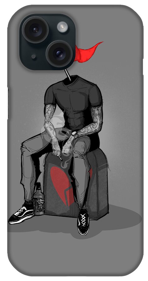 Red Flag iPhone Case featuring the drawing Red Flag I by Ludwig Van Bacon